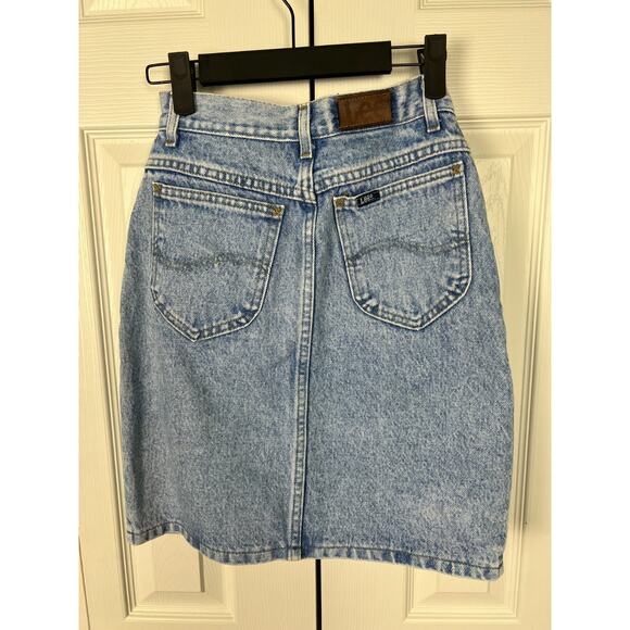 Lee Mini Skirt Women 0 XXS Light Acid Wash High Rise Vintage Retro 80s - Picture 6 of 6
